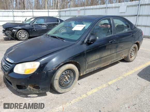 2009 Kia Spectra EX with VIN KNAFE221X95653719, listed as a IAAI auction lot 41945349 with 239,878 mi miles. Bid and sale history available at carsss.com. Image 2.