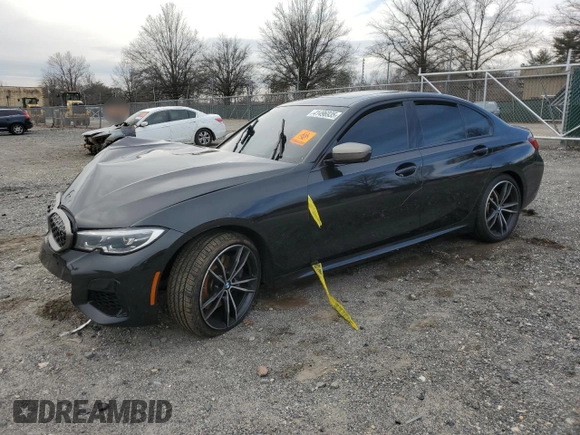 2022 BMW 3 Series M340i xDrive with VIN 3MW5U9J03N8C25391, listed as a Copart auction lot 41496935 with 41,912 mi miles and Salvage Title. Bid and sale history available at carsss.com. Image 1.