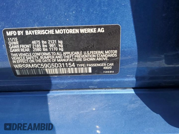 2016 BMW M3 with VIN WBS8M9C59G5D31154, listed as a Copart auction lot 54381145 with 88,259 mi miles and Non repairable. Bid and sale history available at DreamBid. Image 13.