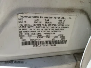2002 Nissan Altima SL with VIN 1N4AL11DX2C172546, listed as a Copart auction lot 74202224 with 0 mi miles and Salvage Title. Bid and sale history available at carsss.com. Image 12.