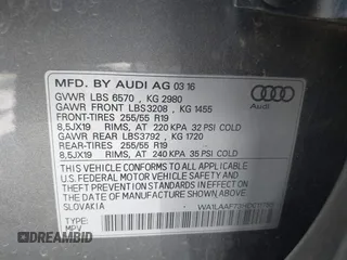 2017 Audi Q7 Premium Plus with VIN WA1LAAF73HD011755, listed as a IAAI auction lot 42684003 with 113,628 mi miles and . Bid and sale history available at DreamBid. Image 9.