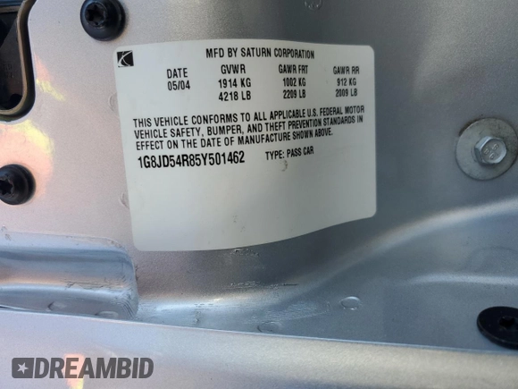 2005 Saturn L z VIN 1G8JD54R85Y501462, wystawiony jako Copart lot #87946305 z przebiegiem 170 548 mil mil oraz Szkoda całkowita • Salvage title. Historia ofert i sprzedaży dostępna na DreamBid. Obrazek 15.