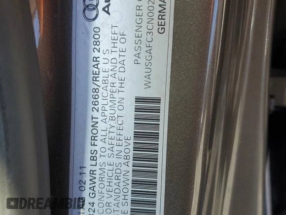 2012 Audi A7 Premium Plus с VIN WAUSGAFC3CN002390, выставлен на аукционе Copart как лот 43954075 с пробегом 151 553 миль миль и Списание • Salvage title. История ставок и продаж доступна на DreamBid. Изображение 14.