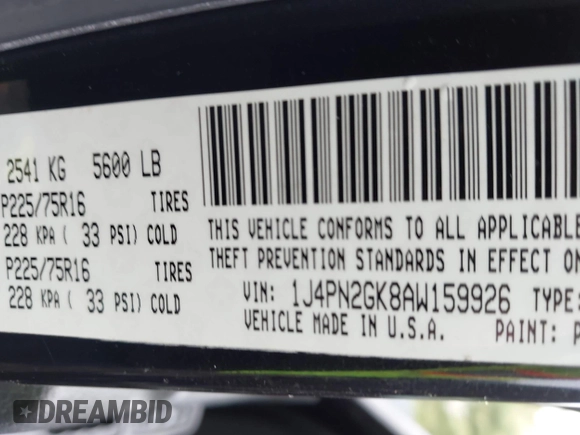 2010 Jeep Liberty Sport with VIN 1J4PN2GK8AW159926, listed as a IAAI auction lot 42230674 with 187,158 mi miles and . Bid and sale history available at DreamBid. Image 9.