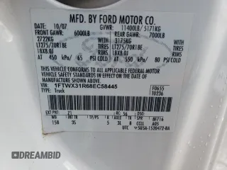 2008 Ford F-350 XL with VIN 1FTWX31R68EC58445, listed as a Copart auction lot 82446874 with 130,297 mi miles and Salvage Title. Bid and sale history available at DreamBid. Image 12.
