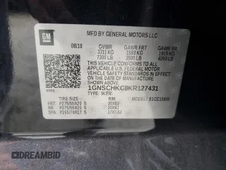 2019 Chevrolet Suburban LT with VIN 1GNSCHKC8KR127431, listed as a Copart auction lot 43931515 with 123,338 mi miles and Salvage Title. Bid and sale history available at DreamBid. Image 13.