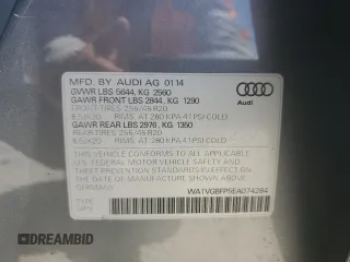 2014 Audi SQ5 with VIN WA1VGBFP5EA074284, listed as a Copart auction lot 62753075 with 82,875 mi miles and Salvage title. Bid and sale history available at DreamBid. Image 13.