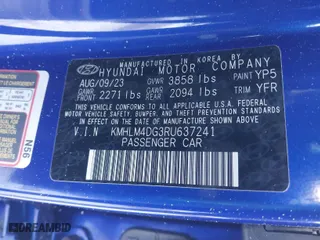 2024 Hyundai Elantra SEL with VIN KMHLM4DG3RU637241, listed as a IAAI auction lot 41416885 with 1,070 mi miles. Bid and sale history available at carsss.com. Image 9.