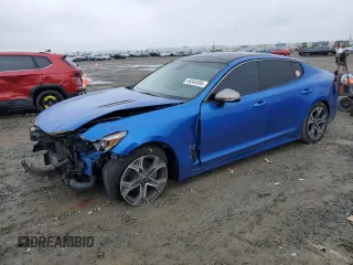 2021 Kia Stinger GT-Line with VIN KNAE15LA8M6098246, listed as a Copart auction lot 49384585 with 62,583 mi miles and Salvage Title. Bid and sale history available at carsss.com. Image 1.
