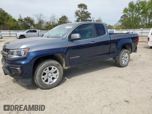 2021 Chevrolet Colorado 2WD LT with VIN 1GCHSCEA3M1274938, listed as a Copart auction lot 52764365 with 27,065 mi miles and Salvage Title. Bid and sale history available at carsss.com. Image 1.