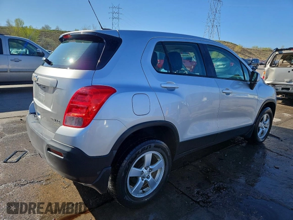 2015 Chevrolet Trax LS with VIN 3GNCJPSB7FL212690, listed as a Copart auction lot 54598765 with 103,676 mi miles and Salvage Title. Bid and sale history available at DreamBid. Image 3.