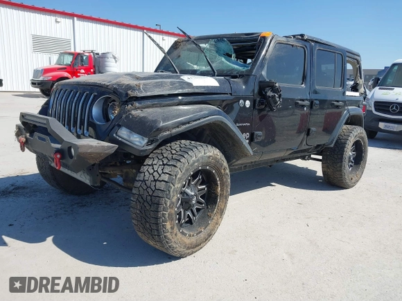 2019 Jeep Wrangler Unlimited Sahara with VIN 1C4HJXEG5KW518202, listed as a IAAI auction lot 41762229 with 91,995 mi miles and . Bid and sale history available at DreamBid. Image 18.