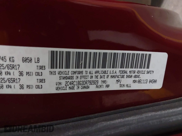 2013 Chrysler Town & Country Touring with VIN 2C4RC1BG3DR792929, listed as a IAAI auction lot 42185342 with Not Provided miles and . Bid and sale history available at DreamBid. Image 9.