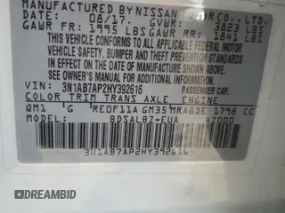 2017 Nissan Sentra S with VIN 3N1AB7AP2HY392616, listed as a Copart auction lot 52530035 with 53,089 mi miles and Salvage Title. Bid and sale history available at carsss.com. Image 14.