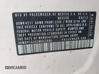 2012 Volkswagen Jetta SE z VIN 3VWDP7AJ5CM422888, wystawiony jako Copart lot #61438925 z przebiegiem 176 450 mil mil oraz Szkoda całkowita • Salvage title. Historia ofert i sprzedaży dostępna na DreamBid. Obrazek 13.