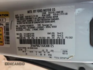 2016 Ford Fusion S with VIN 3FA6P0G71GR308125, listed as a Copart auction lot 60743245 with 123,487 mi miles and Salvage title. Bid and sale history available at DreamBid. Image 12.