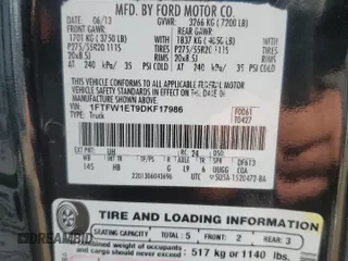 2013 Ford F-150 XL with VIN 1FTFW1ET9DKF17986, listed as a Copart auction lot 53435075 with 112,267 mi miles and Clean Title. Bid and sale history available at carsss.com. Image 12.