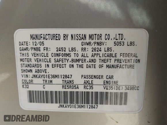 2006 Infiniti M z VIN JNKAY01E36M112847, wystawiony jako IAAI lot #41860679 z przebiegiem 225 101 mil mil oraz . Historia ofert i sprzedaży dostępna na DreamBid. Obrazek 9.
