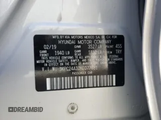 2019 Hyundai Accent SE with VIN 3KPC24A32KE077681, listed as a Copart auction lot 80588843 with 74,222 mi miles. Bid and sale history available at carsss.com. Image 12.