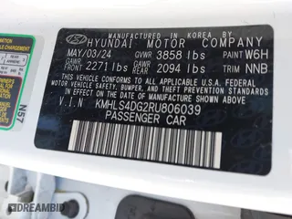 2024 Hyundai Elantra SEL with VIN KMHLS4DG2RU806039, listed as a IAAI auction lot 41674804 with 13,122 mi miles. Bid and sale history available at carsss.com. Image 9.