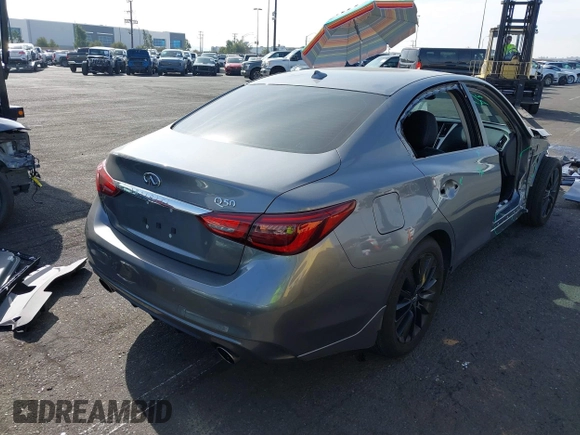 2024 Infiniti Q50 Luxe with VIN JN1EV7BP4RM601527, listed as a IAAI auction lot 41479566 with 1,588 mi miles and . Bid and sale history available at DreamBid. Image 4.