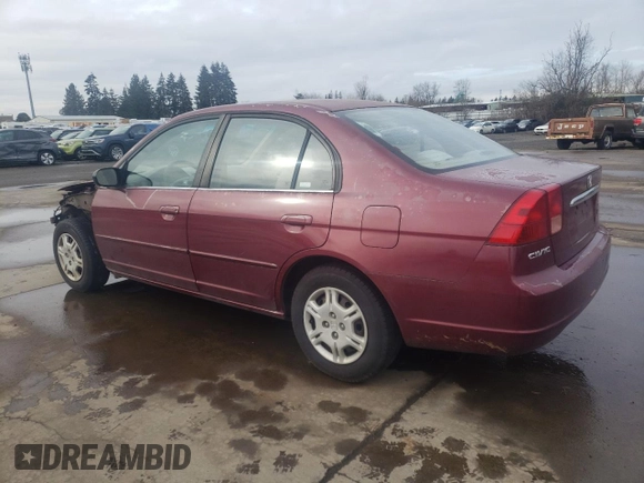 2002 Honda Civic LX with VIN 2HGES15502H558280, listed as a Copart auction lot 43611285 with 164,284 mi miles and Salvage Title. Bid and sale history available at DreamBid. Image 2.