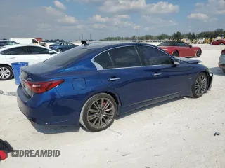 2020 Infiniti Q50 Red Sport 400 with VIN JN1FV7APXLM630530, listed as a Copart auction lot 43717855 with 99,410 mi miles and Non repairable. Bid and sale history available at DreamBid. Image 3.