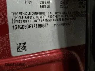 2010 Buick LaCrosse with VIN 1G4GD5GG7AF160387, listed as a Copart auction lot 87262044 with 189,652 mi miles and Salvage title. Bid and sale history available at DreamBid. Image 12.
