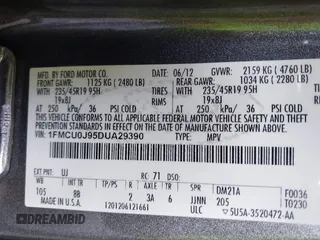 2013 Ford Escape Titanium with VIN 1FMCU0J95DUA29390, listed as a IAAI auction lot 42720269 with 147,413 mi miles and . Bid and sale history available at DreamBid. Image 9.