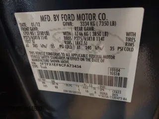 2012 Ford F-150 XL with VIN 1FTFX1EF8CFA73434, listed as a IAAI auction lot 40370165 with 128,733 mi miles. Bid and sale history available at carsss.com. Image 9.