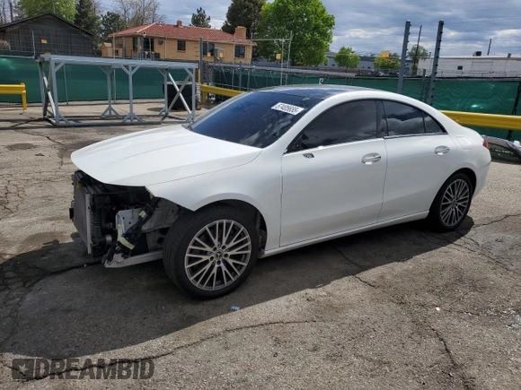2021 Mercedes-Benz CLA 250 with VIN W1K5J4HB8MN170007, listed as a Copart auction lot 57405655 with 41,910 mi miles and Salvage title. Bid and sale history available at DreamBid. Image 1.