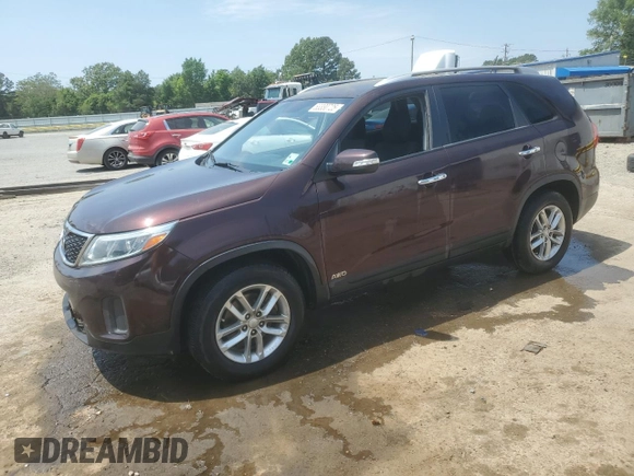 2015 Kia Sorento LX with VIN 5XYKTDA72FG650390, listed as a Copart auction lot 53330725 with 124,943 mi miles and Salvage Title. Bid and sale history available at carsss.com. Image 1.