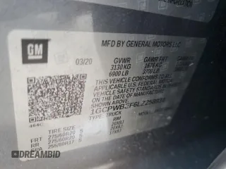 2020 Chevrolet Silverado 1500 Custom with VIN 1GCPWBEF6LZ258934, listed as a Copart auction lot 43750035 with 93,102 mi miles and Non Repairable. Bid and sale history available at carsss.com. Image 12.
