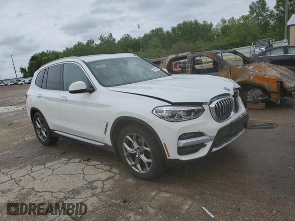 2021 BMW X3 xDrive30i with VIN 5UXTY5C09M9F31750, listed as a Copart auction lot 54862494 with 39,511 mi miles and Salvage Title. Bid and sale history available at DreamBid. Image 4.