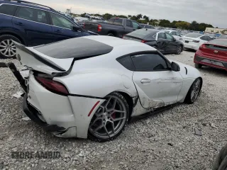 2021 Toyota GR Supra 3.0 with VIN WZ1DB0C02MW036476, listed as a Copart auction lot 88596345 with 47,682 mi miles and Salvage Title. Bid and sale history available at carsss.com. Image 3.