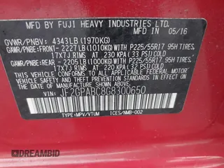 2016 Subaru Crosstrek Premium with VIN JF2GPABC8G8300650, listed as a IAAI auction lot 42327949 with 167,866 mi miles and . Bid and sale history available at DreamBid. Image 9.