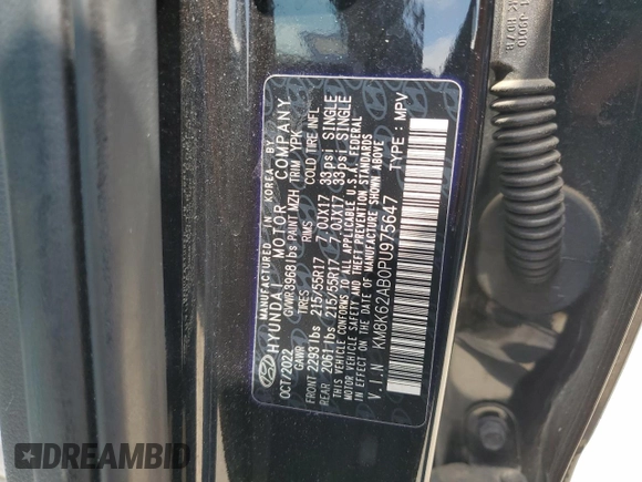 2023 Hyundai Kona SEL with VIN KM8K62AB0PU975647, listed as a Copart auction lot 53509955 with 64,852 mi miles and Clean Title. Bid and sale history available at DreamBid. Image 13.