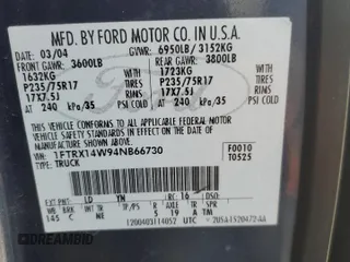 2004 Ford F-150 STX with VIN 1FTRX14W94NB66730, listed as a Copart auction lot 58402625 with 119,841 mi miles and Clean title. Bid and sale history available at DreamBid. Image 12.