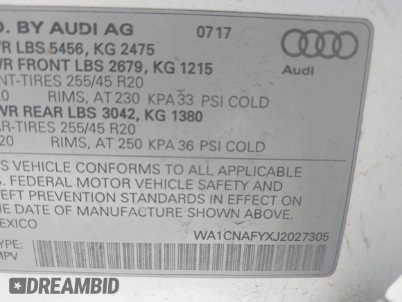 2018 Audi Q5 Prestige with VIN WA1CNAFYXJ2027305, listed as a IAAI auction lot 41962321 with 24,465 mi miles. Bid and sale history available at carsss.com. Image 9.