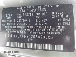 2024 Kia EV9 Wind z VIN KNDAFFS52R6023305, wystawiony jako IAAI lot #41582609 z przebiegiem 23 941 mil mil oraz . Historia ofert i sprzedaży dostępna na DreamBid. Obrazek 9.