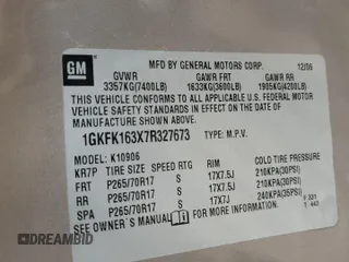 2007 GMC Yukon XL SLT z VIN 1GKFK163X7R327673, wystawiony jako Copart lot #52899415 z przebiegiem 147 180 mil mil oraz Szkoda całkowita • Salvage title. Historia ofert i sprzedaży dostępna na DreamBid. Obrazek 15.