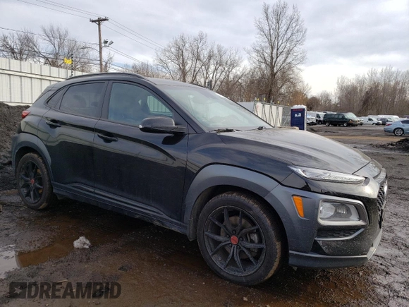 2021 Hyundai Kona Night Edition with VIN KM8K6CA52MU698334, listed as a Copart auction lot 46312635 with 56,870 mi miles and Salvage Title. Bid and sale history available at DreamBid. Image 4.