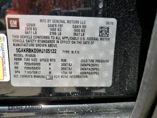2017 Buick Enclave Leather with VIN 5GAKRBKD9HJ105122, listed as a Copart auction lot 54020875 with 33,457 mi miles and Salvage Title. Bid and sale history available at carsss.com. Image 13.