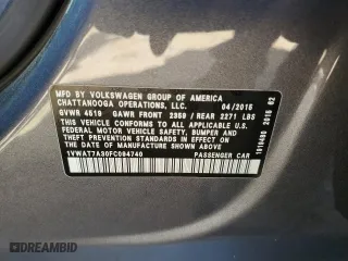 2015 Volkswagen Passat 1.8T Limited Edition with VIN 1VWAT7A30FC094740, listed as a Copart auction lot 46225695 with 120,527 mi miles and Salvage Title. Bid and sale history available at carsss.com. Image 12.