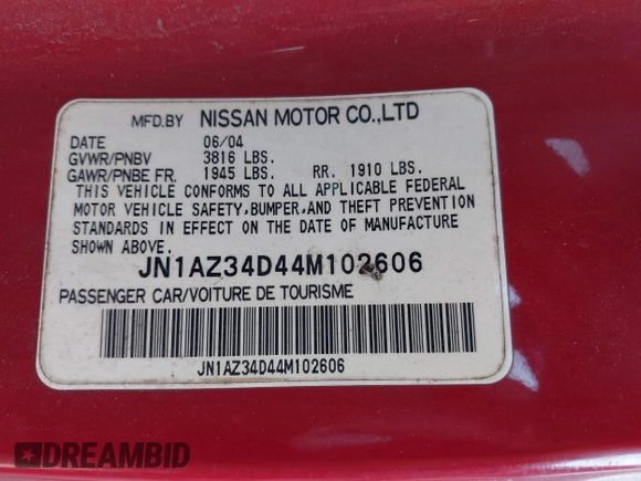 2004 Nissan 350Z Enthusiast with VIN JN1AZ34D44M102606, listed as a IAAI auction lot 41123390 with 174,603 mi miles and . Bid and sale history available at DreamBid. Image 9.