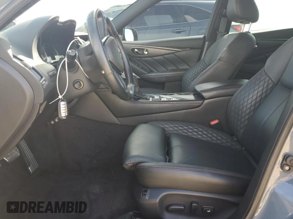 2021 Infiniti Q50 Red Sport 400 with VIN JN1FV7DP2MM850371, listed as a Copart auction lot 73762964 with 49,874 mi miles and Salvage Title. Bid and sale history available at DreamBid. Image 7.