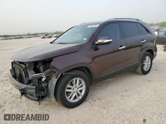 2014 Kia Sorento LX with VIN 5XYKT3A65EG474094, listed as a Copart auction lot 49926755 with 107,446 mi miles and Salvage Title. Bid and sale history available at DreamBid. Image 1.