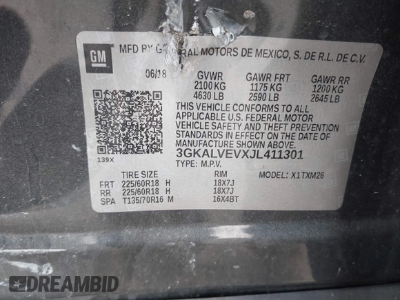 2018 GMC Terrain SLT with VIN 3GKALVEVXJL411301, listed as a IAAI auction lot 42071350 with 87,723 mi miles and . Bid and sale history available at DreamBid. Image 9.
