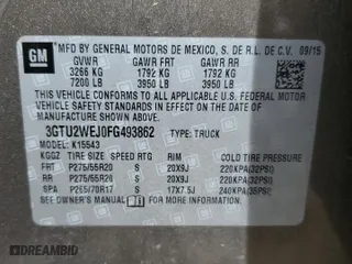 2015 GMC Sierra 1500 Denali with VIN 3GTU2WEJ0FG493862, listed as a Copart auction lot 48051765 with 193,890 mi miles and Salvage Title. Bid and sale history available at carsss.com. Image 12.