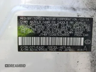 2014 Lexus IS 250 with VIN JTHBF1D26E5028855, listed as a Copart auction lot 61844245 with 113,767 mi miles and Salvage title. Bid and sale history available at DreamBid. Image 12.